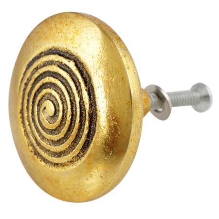 Round Spiral Antique Golden Aluminium Cabinet Knob